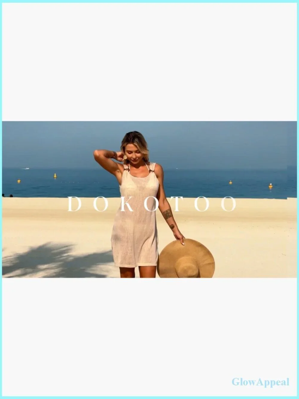 Scoop Neck Sleeveless Sheer Beach Coverup Dress Side Slit Vacation